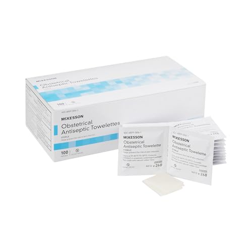 McKesson Obstetrical Antiseptic Towelettes Wipes Sterile Individual Packet Clean Scent 100 Count 10 Packs 1000 Total